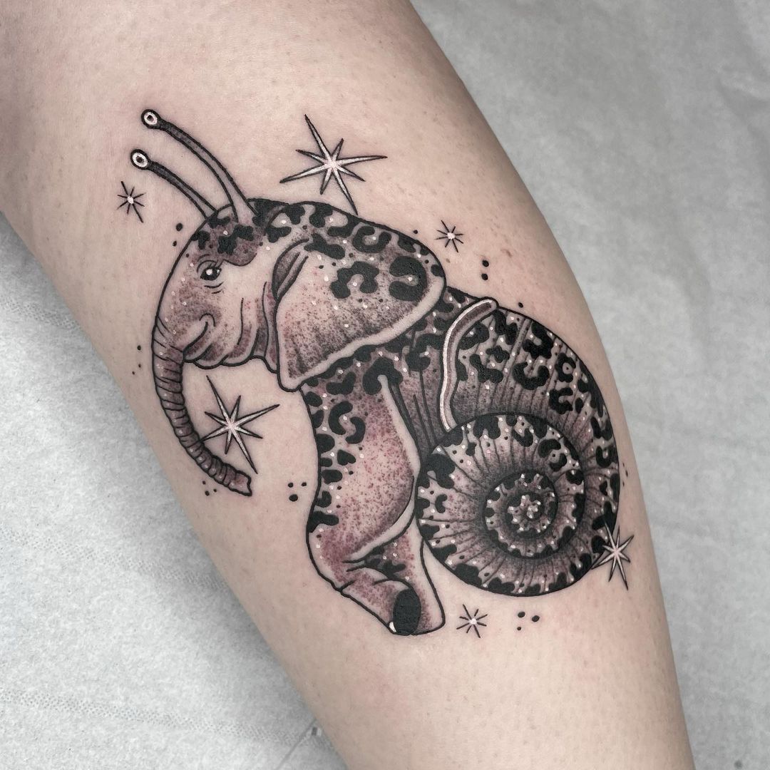 Snail Elephant Forearm Tattoo