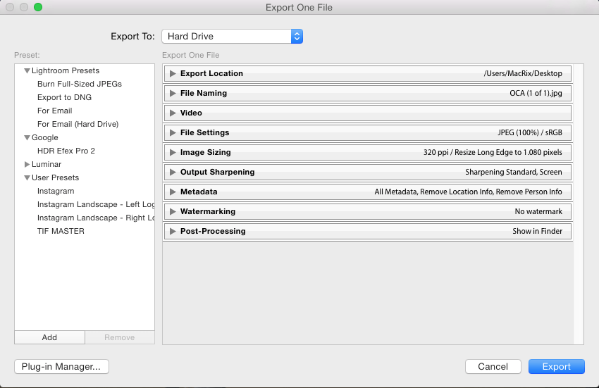 Lightroom exportar ou imprimir