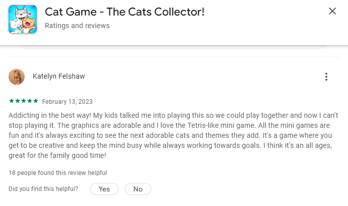 Pixalate's COPPA Manual Reviews: 'Cat Game - The Cats Collector!