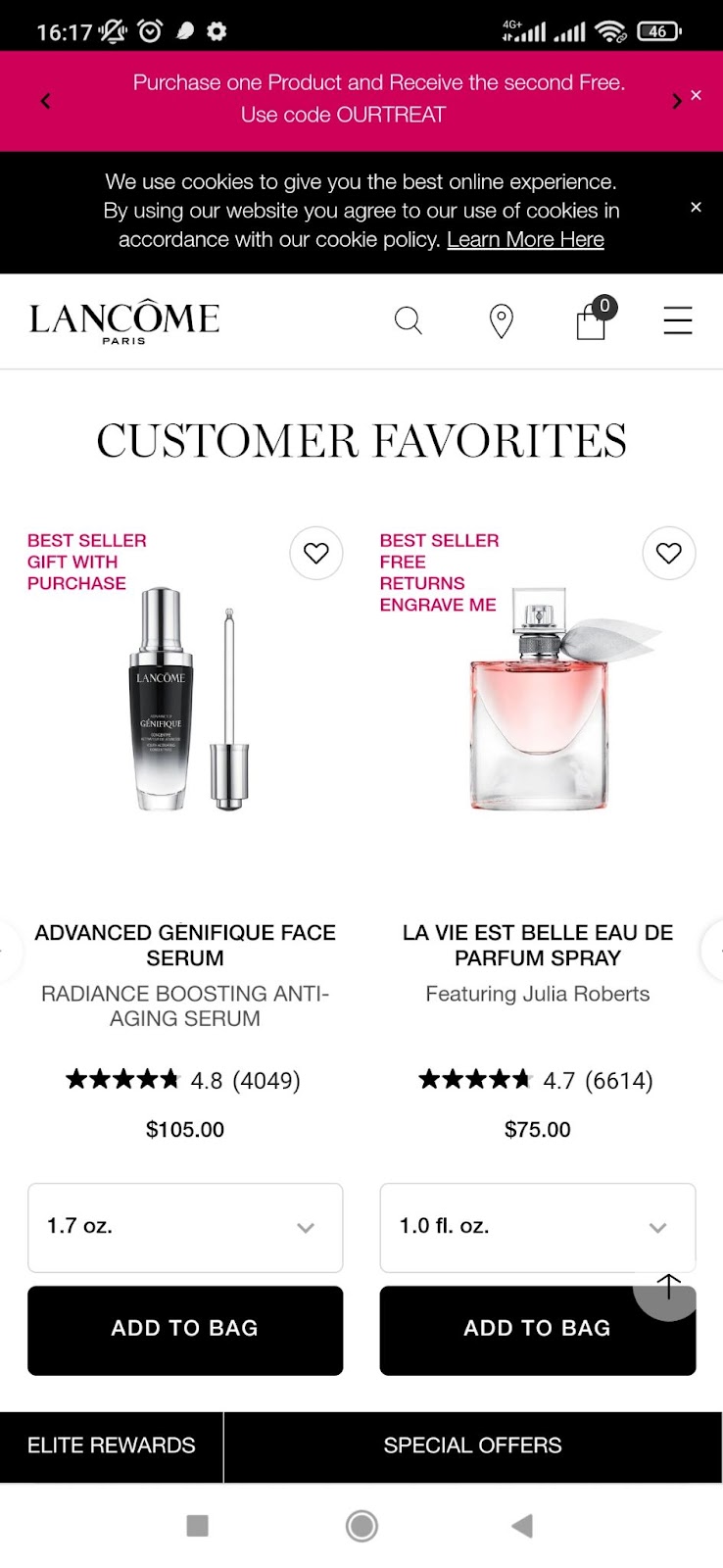 lancôme pwa website example