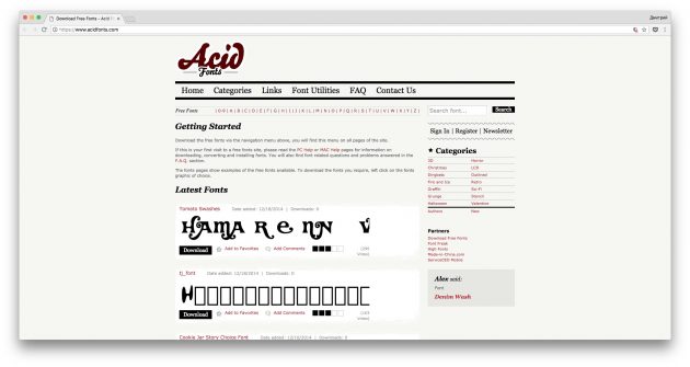 Где скачать шрифты бесплатно: Acid Fonts