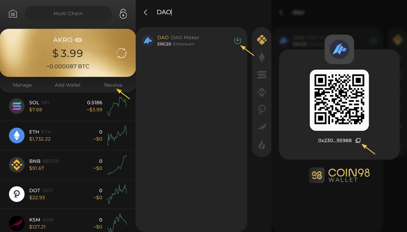 nhận token dao