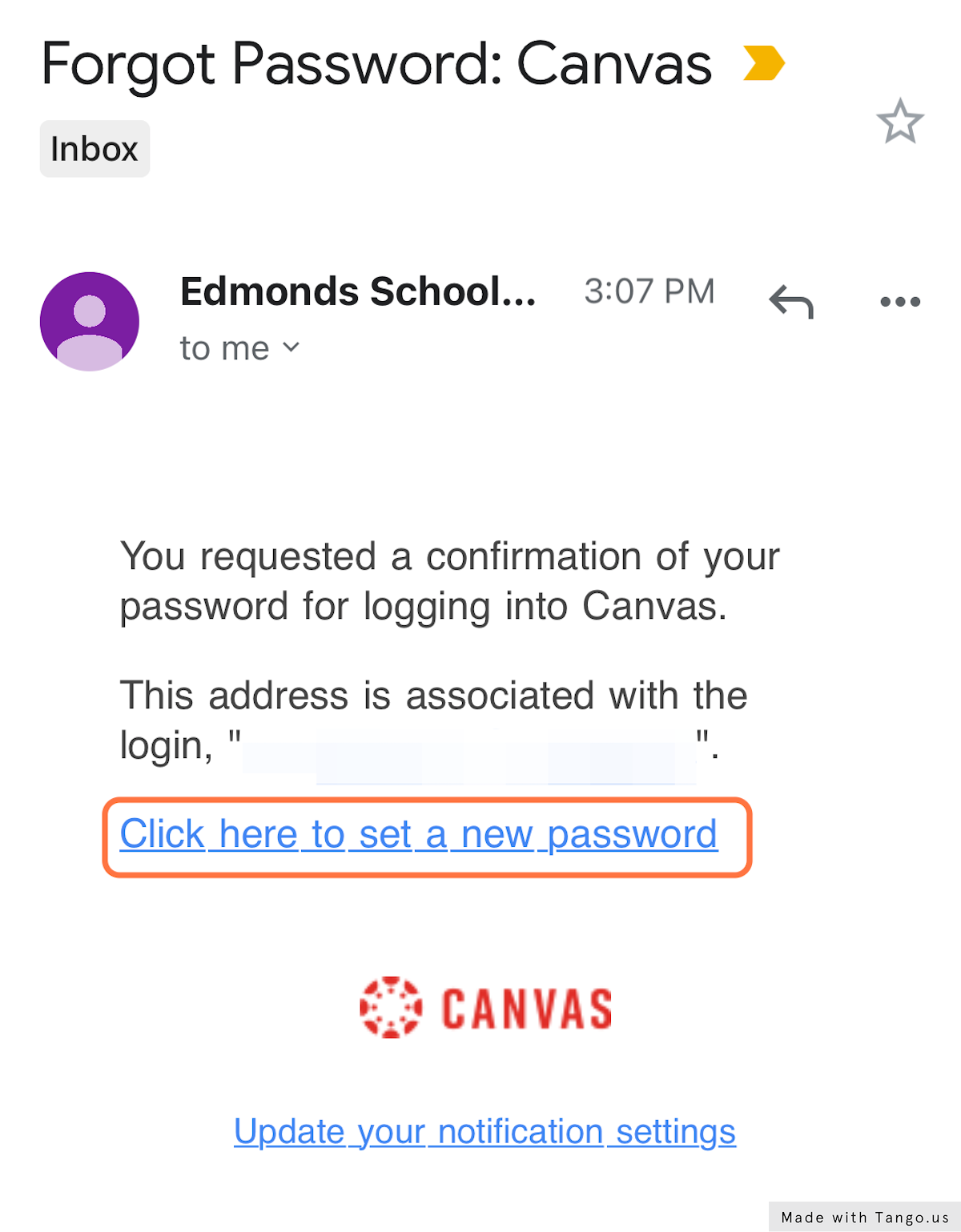 Once you receive the email, select the link in the message to set your password.