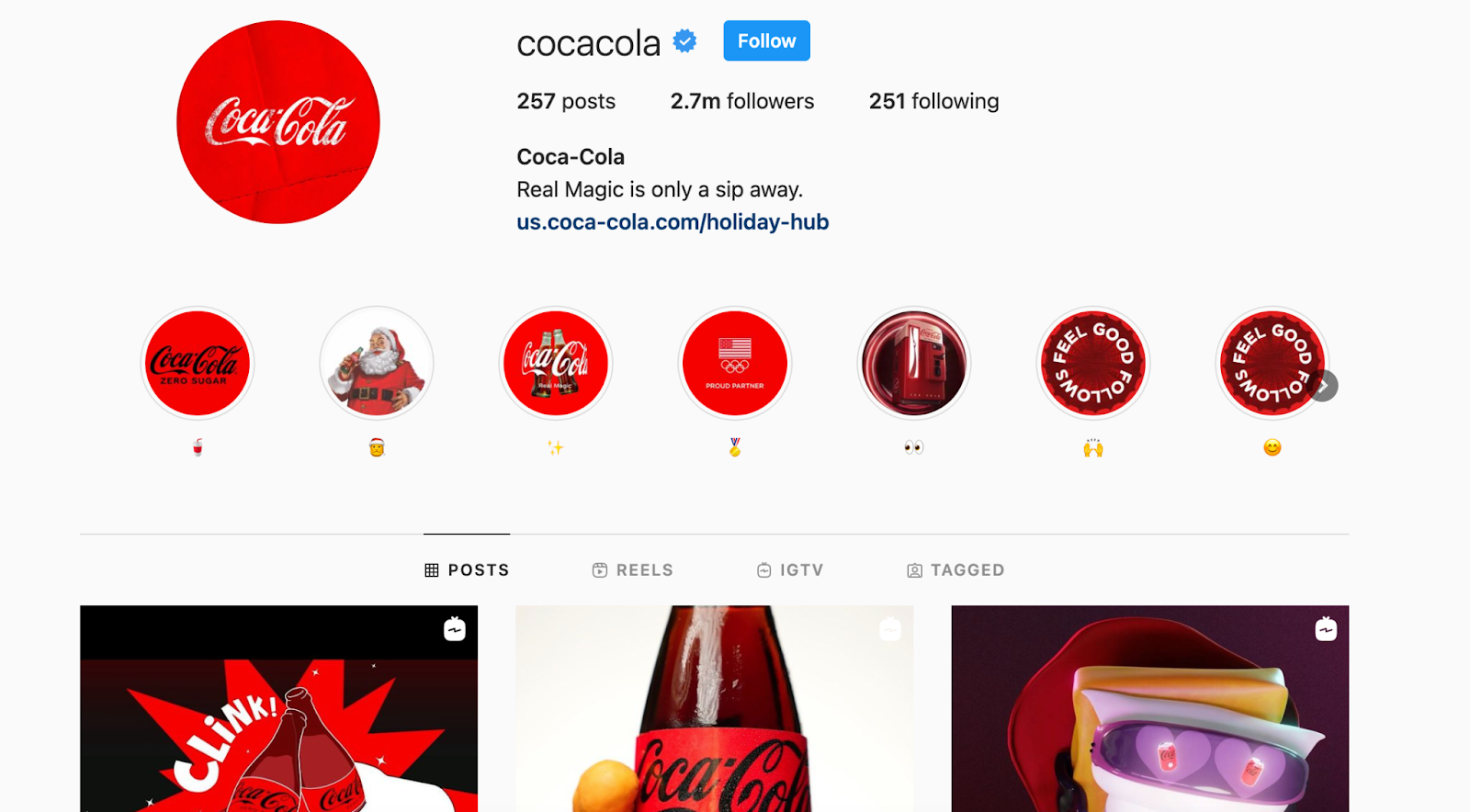 coca cola instragram page