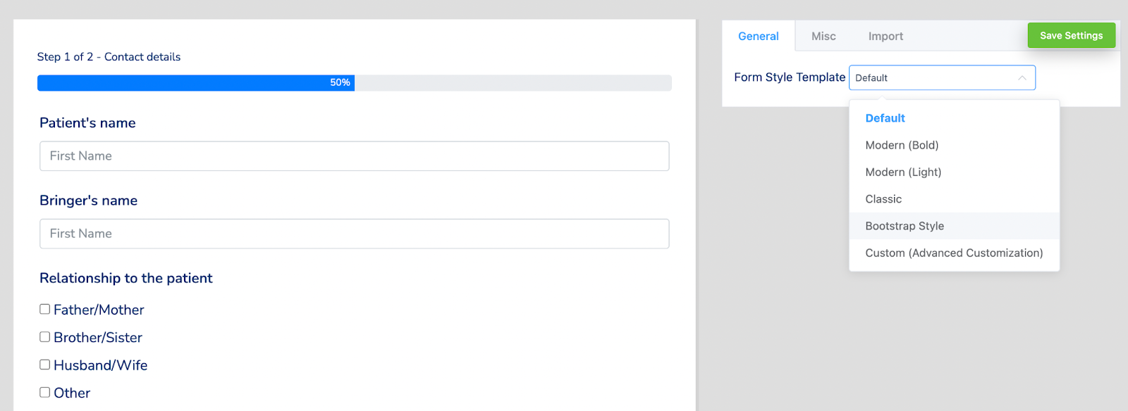 new patient intake form template, global styler