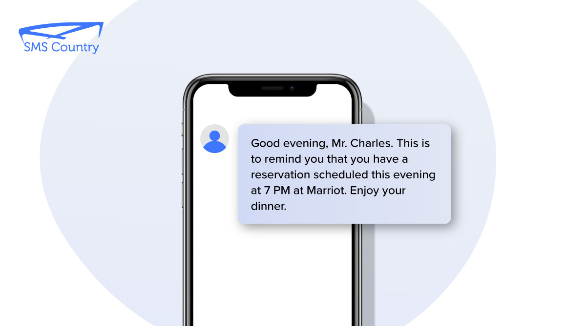 SMS templates for Hotels notifying customers of their dinner reservations