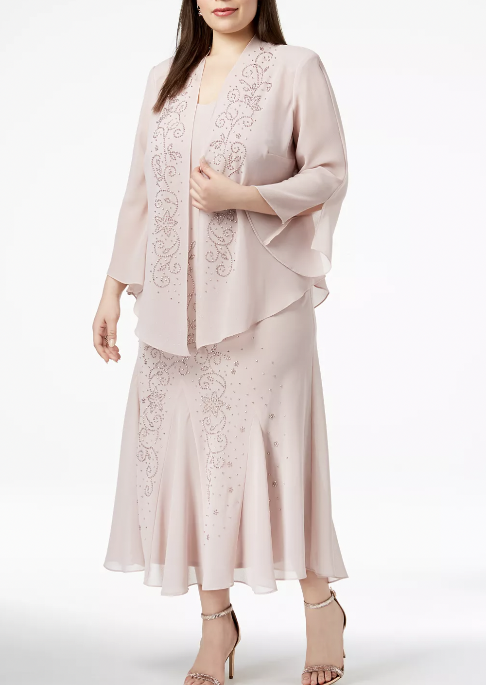 plus-size beaded dress and jacket ensemble by R&M Richards
