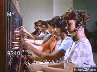 A GIF of women running a telephone switchboard