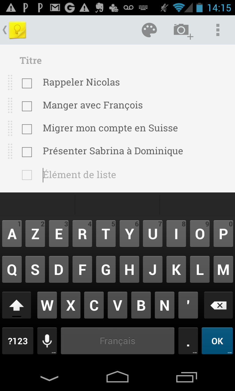 Ajoutez des éléments à la liste de tâches dans Google Keep