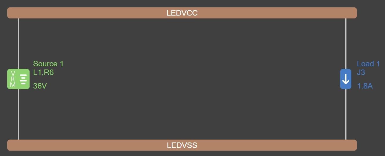 Altium PDN Analyzer Net with LED VCC and VSS with source and load added