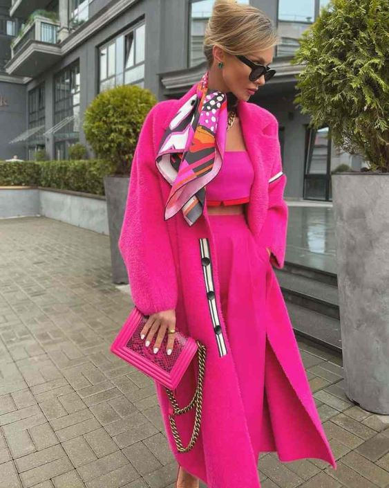 lady wearing stylish pink outfit