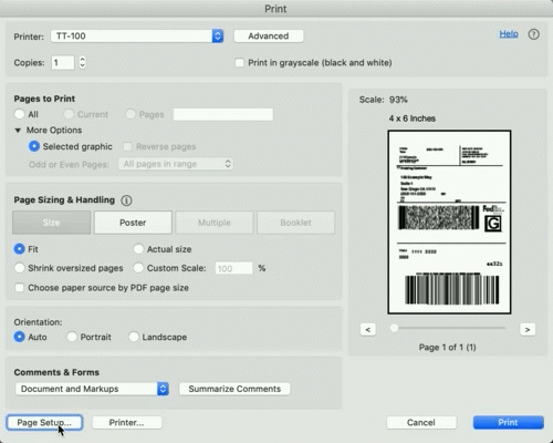 Mac Cropping A Full Size 8 5 X 11 Page To A 4 X 6 Label