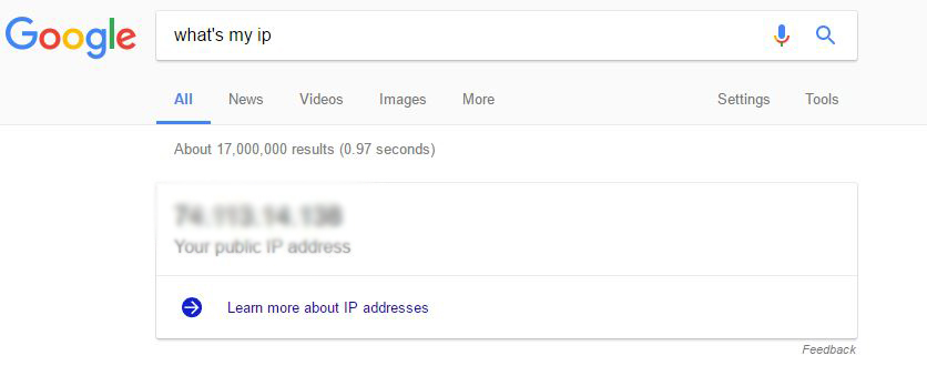 google tricks, ip address