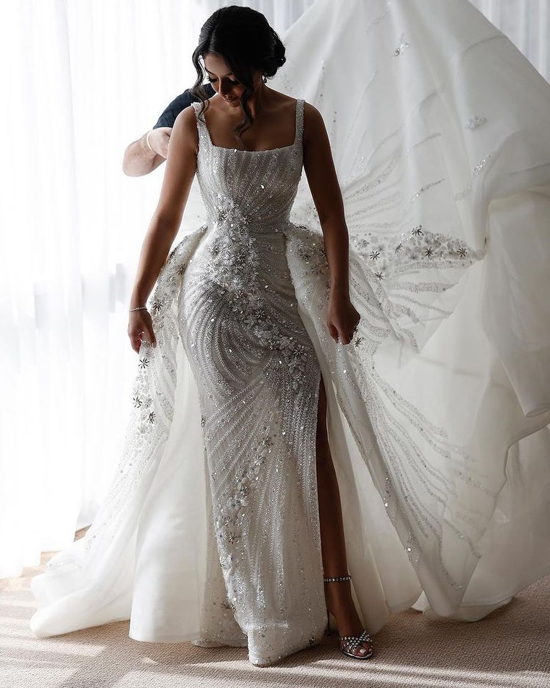 Intricate beading on this wedding gown by Steven Khalil.