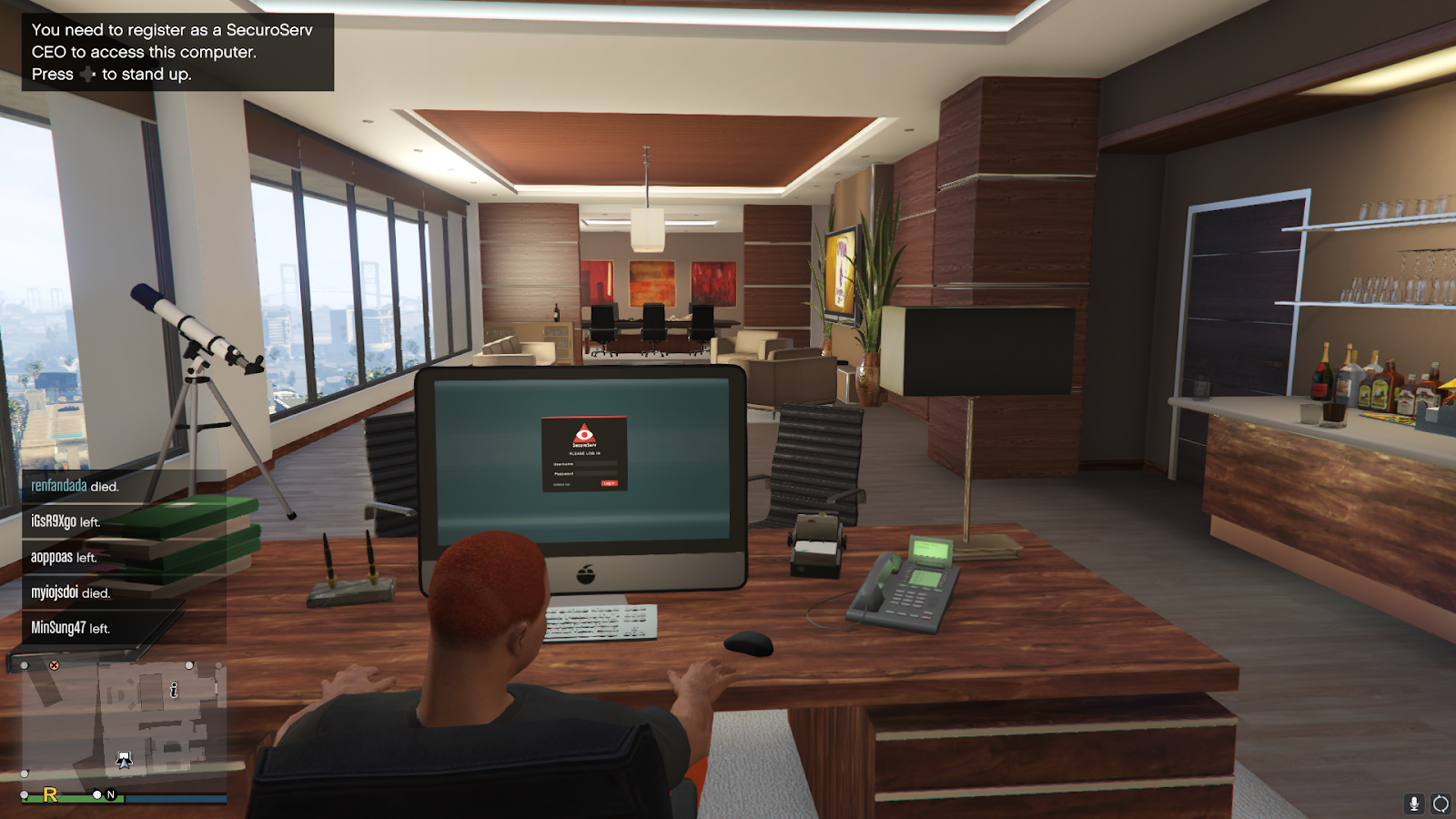 A player accesses a computer to make money in GTA Online. Image captured by VideoGamer.