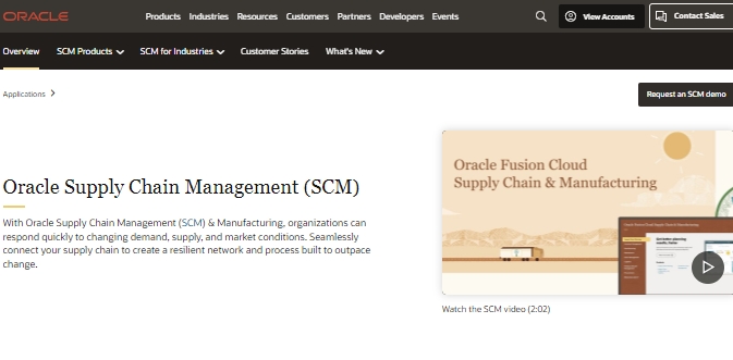 Best Supply Chain Management Software; Oracle SCM