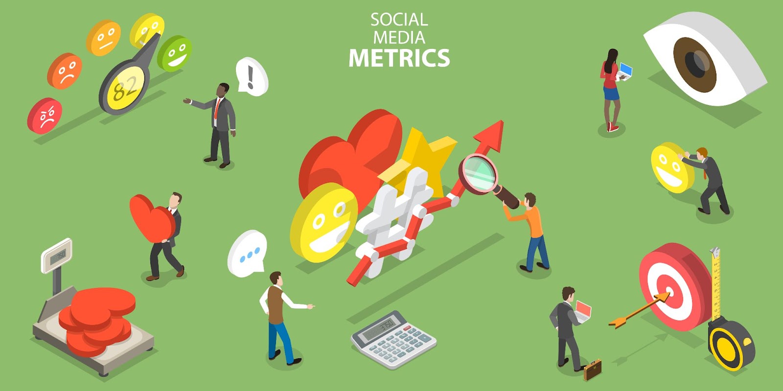 A graphic illustrating various social media metrics.