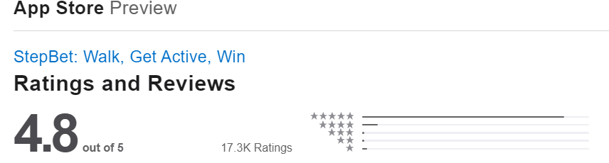 StepBet Rating On Apple Store