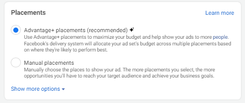 Advantage+ placements on Facebook Ad
