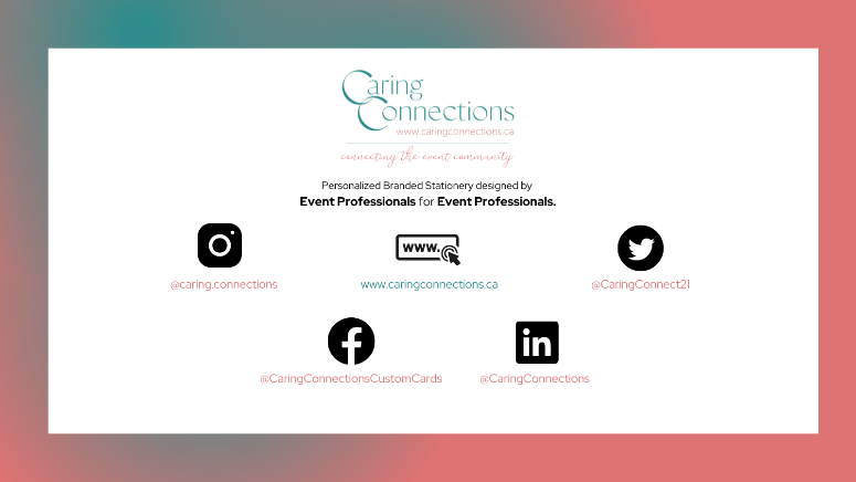 Caring Connections cards for the event industry