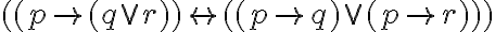((prightarrow(qvee r)) leftrightarrow((prightarrow q)vee(prightarrow r)))