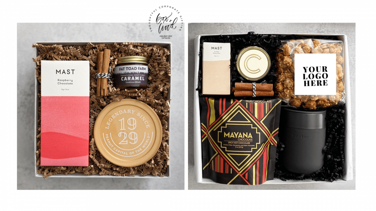 Custom corporate gift boxes for Christmas | Box+Wood Gift Company