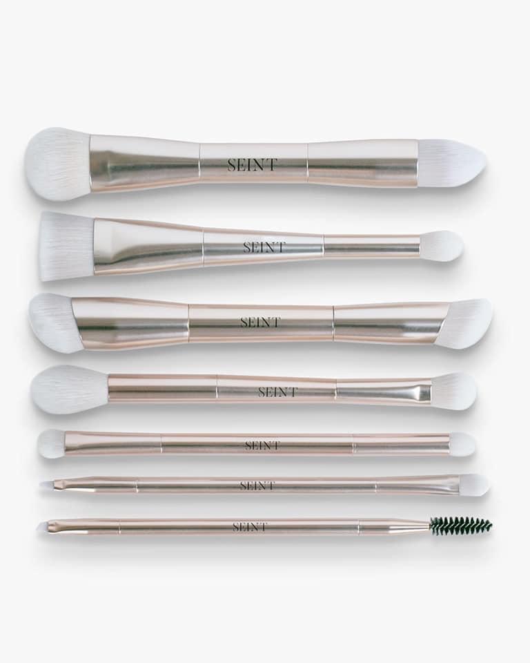 Seint brushes used to apply makeup and create a sculpted look 