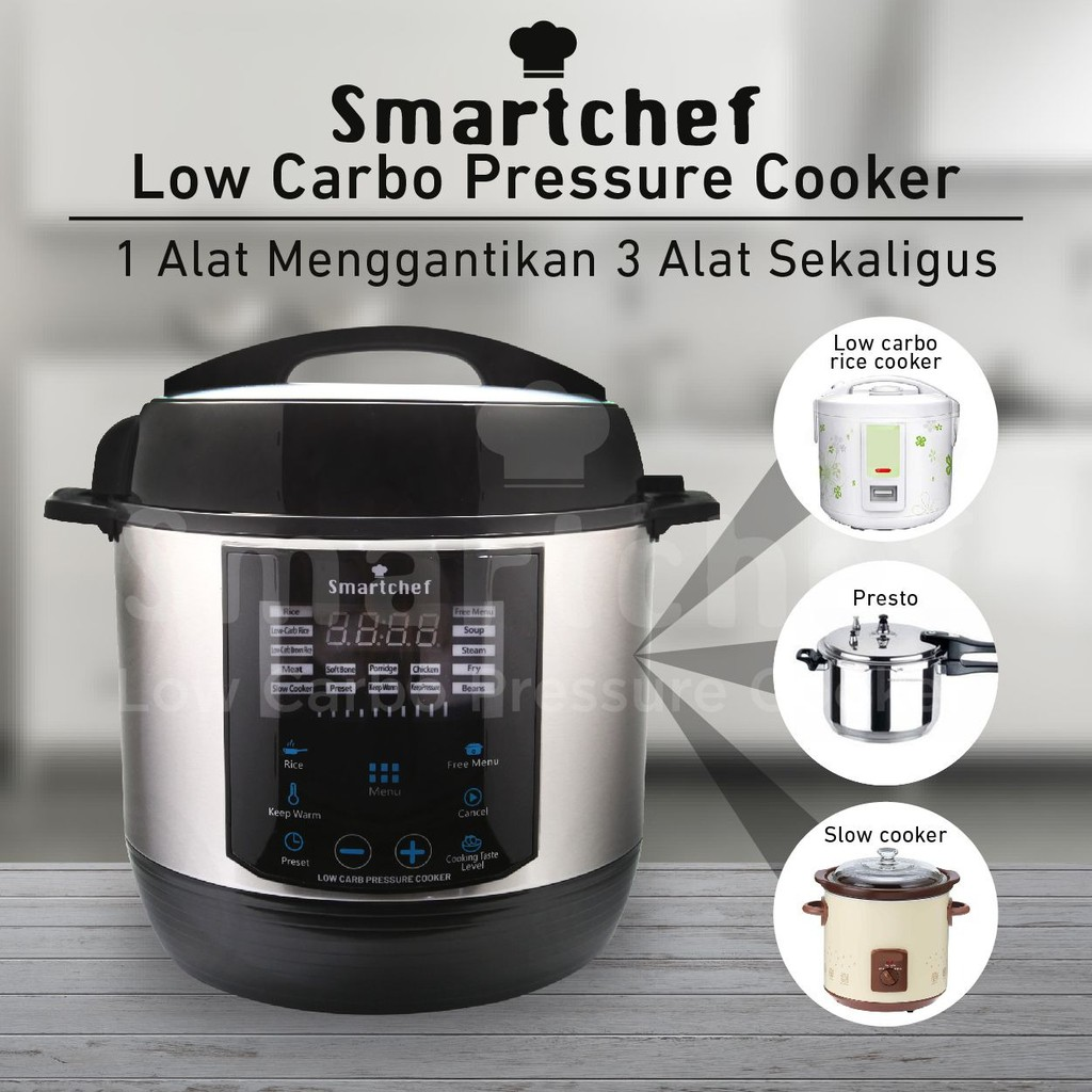 Smart Chef Low Carbo Pressure Cooker  bisa digunakan untuk memasak nasi putih, nasi merah, dan berbagai jenis masakan lain