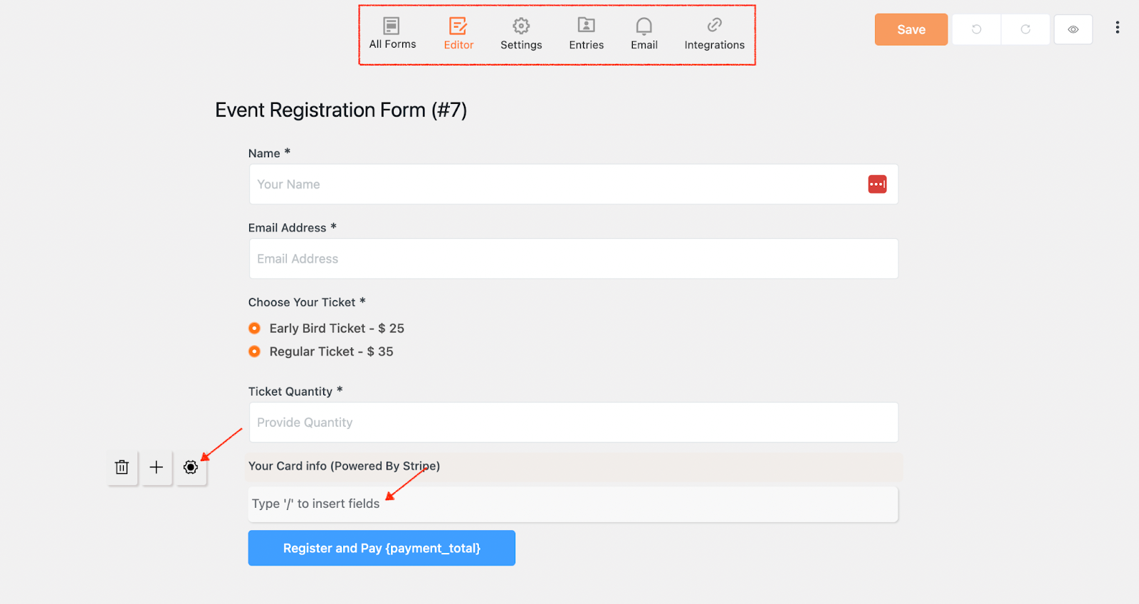 paymattic form editor settings