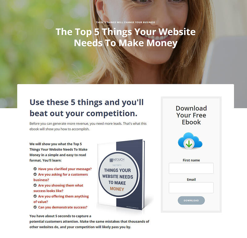 landing page for generating leads online