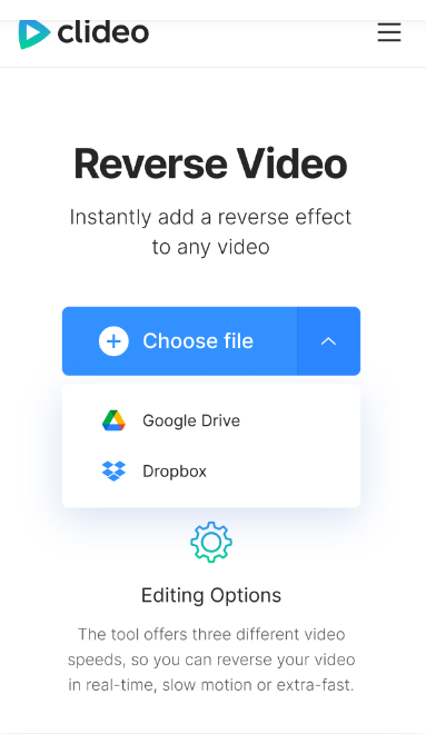 clideo’s Video reverse tool