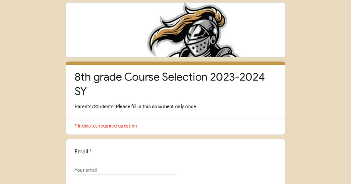 8th grade Course Selection 2023-2024 SY