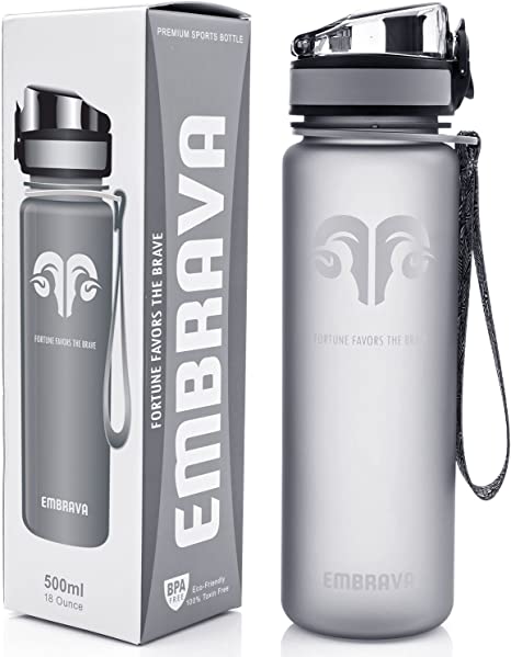 Best Sports Water Bottle - 17oz (500 ML) Small - Eco Friendly & BPA-Free Plastic - For Running, Gym, Yoga, Outdoors and Camping - Fast Water Flow, Flip Top, Opens With 1-Click - Leak-proof Lid