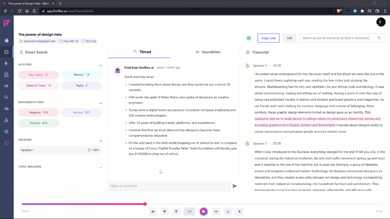 Annotate meeting transcripts with comments
