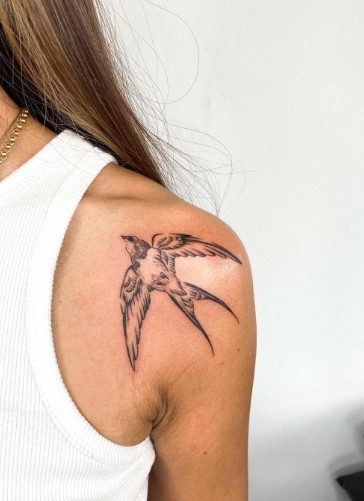 Swallow Bird Classy Shoulder Tattoos Female 