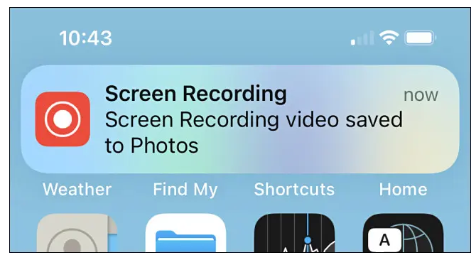 notification screen recording on iPhone 12