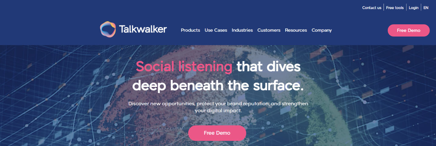 Talkwalker social intelligence landing page