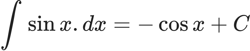 {"id":"17-2-0-2-2-0-1-1-1-1","code":"\\begin{align*}\n{\\int_{}^{}\\sin x.dx}&={-\\cos x+C}\t\n\\end{align*}","font":{"family":"Arial","size":10,"color":"#222222"},"type":"align*","ts":1604305680885,"cs":"B1Ty4VZHj5u+r6g+yHkW7w==","size":{"width":174,"height":36}}