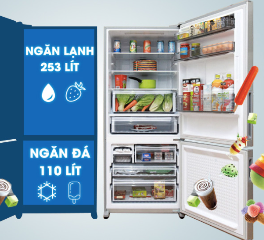 Tủ lạnh panasonic inverter 363l với dung tích lớn có thể đựng được nhiều thực phẩm
