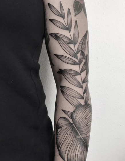  Half Leaf Monstera Tattoo