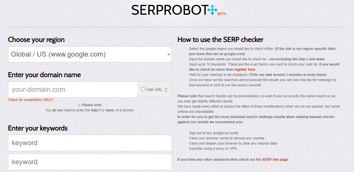 serprobot serp checker