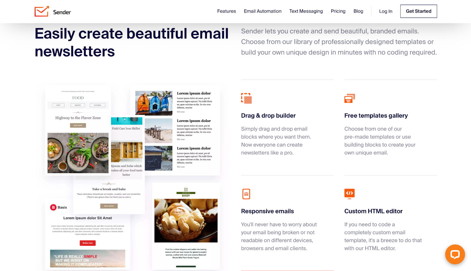 Sender for email marketing templates