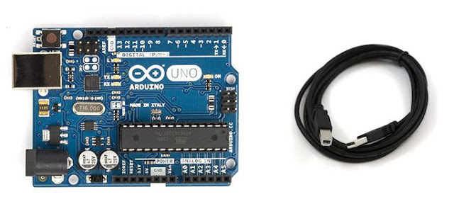 Gambar board arduino dan kabel usb