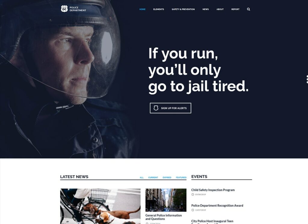 Policía y Bomberos DC |  Tema de WordPress para el departamento de policía y bomberos y la seguridad empresarial