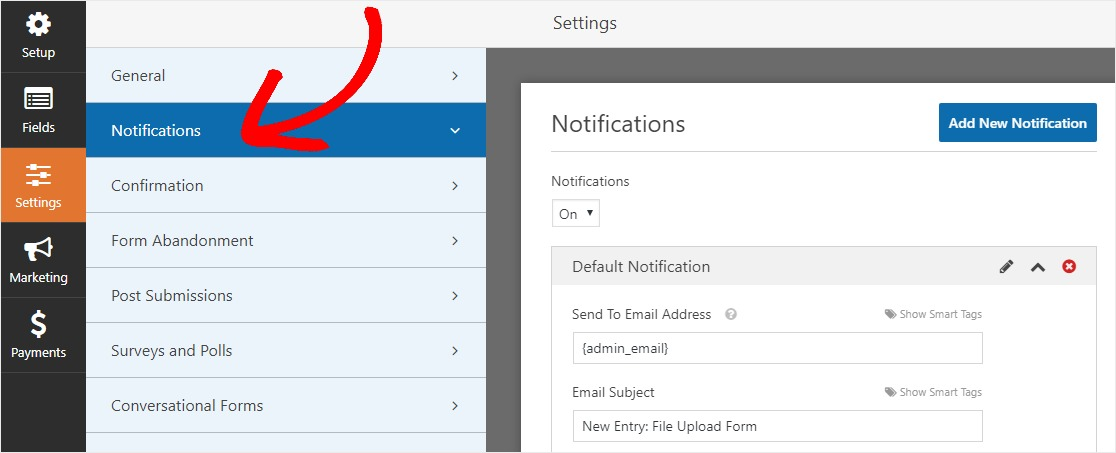 email notification for successful upload on wpforms