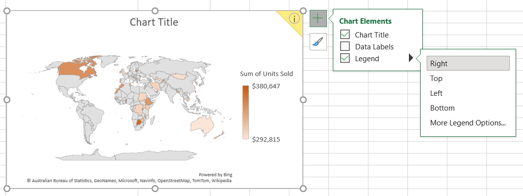 Use the Chart Elements section to add or modify the chart elements