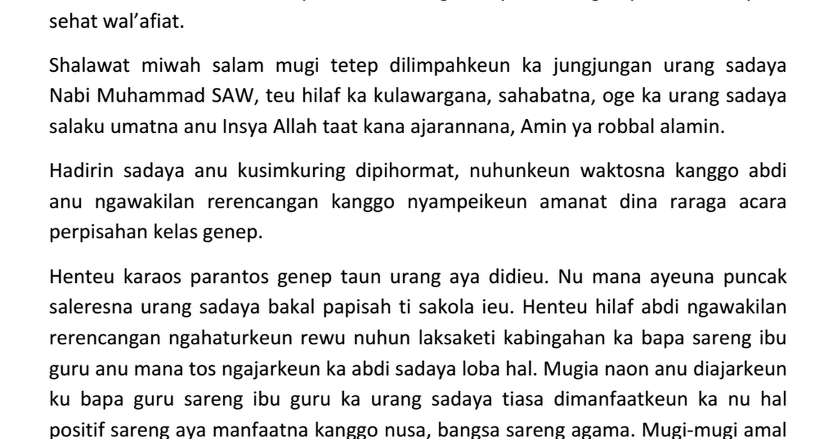 Pidato Bahasa Sunda Perpisahan Docx Google Drive