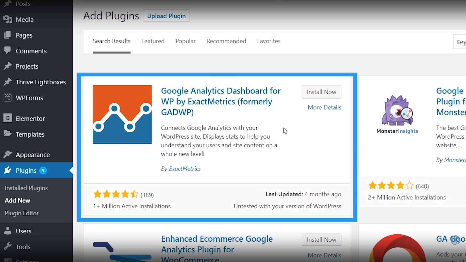 wordpress google analytics plugin install