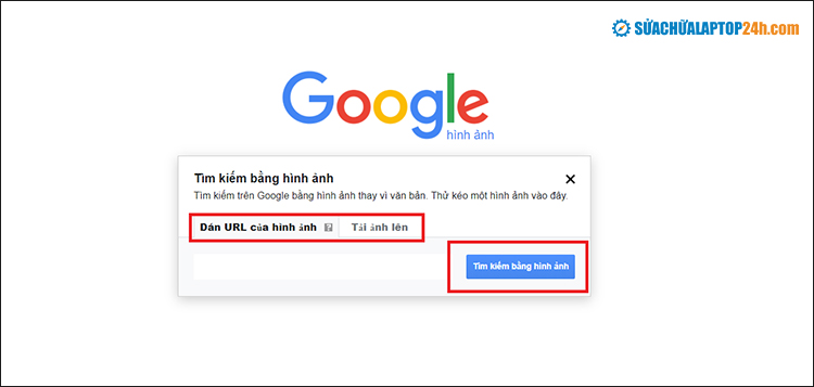 Chọn 1 trong 2 hình thức tải ảnh và click Tìm kiếm bằng hình ảnh