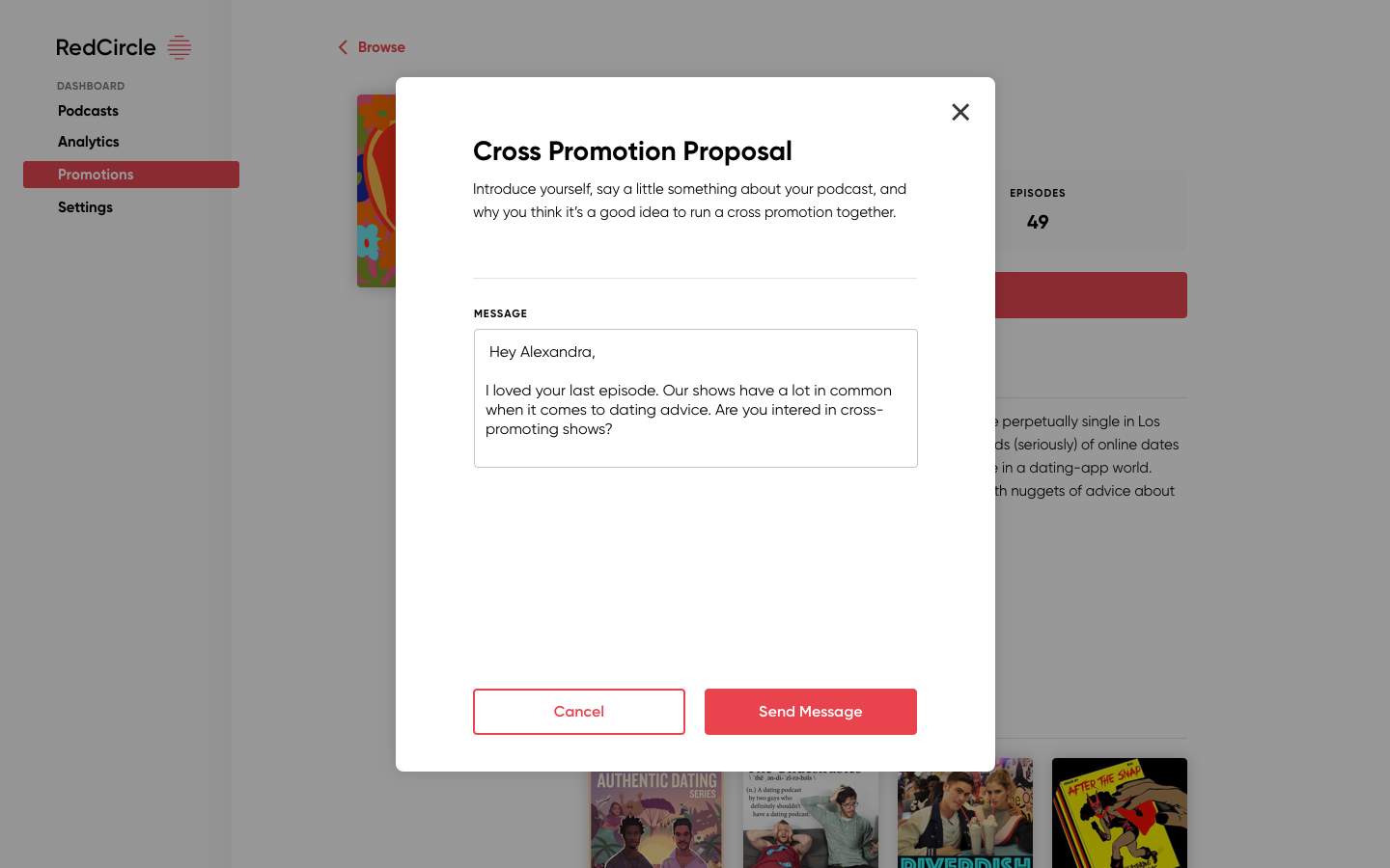 view of the cross promotion proposal form.